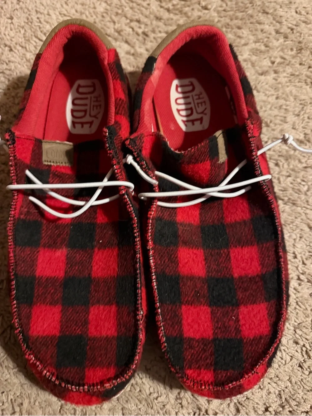 Men’s size 12- Wally Buffalo Plaid Hey Dudes